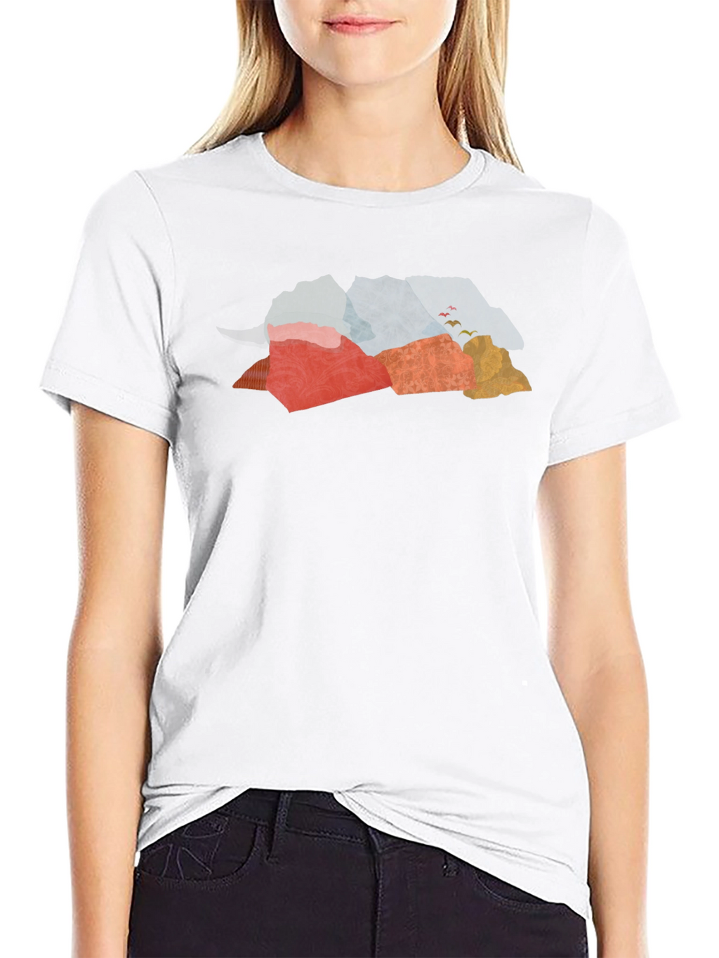 Abstract Mountain Graphic Tee - Black