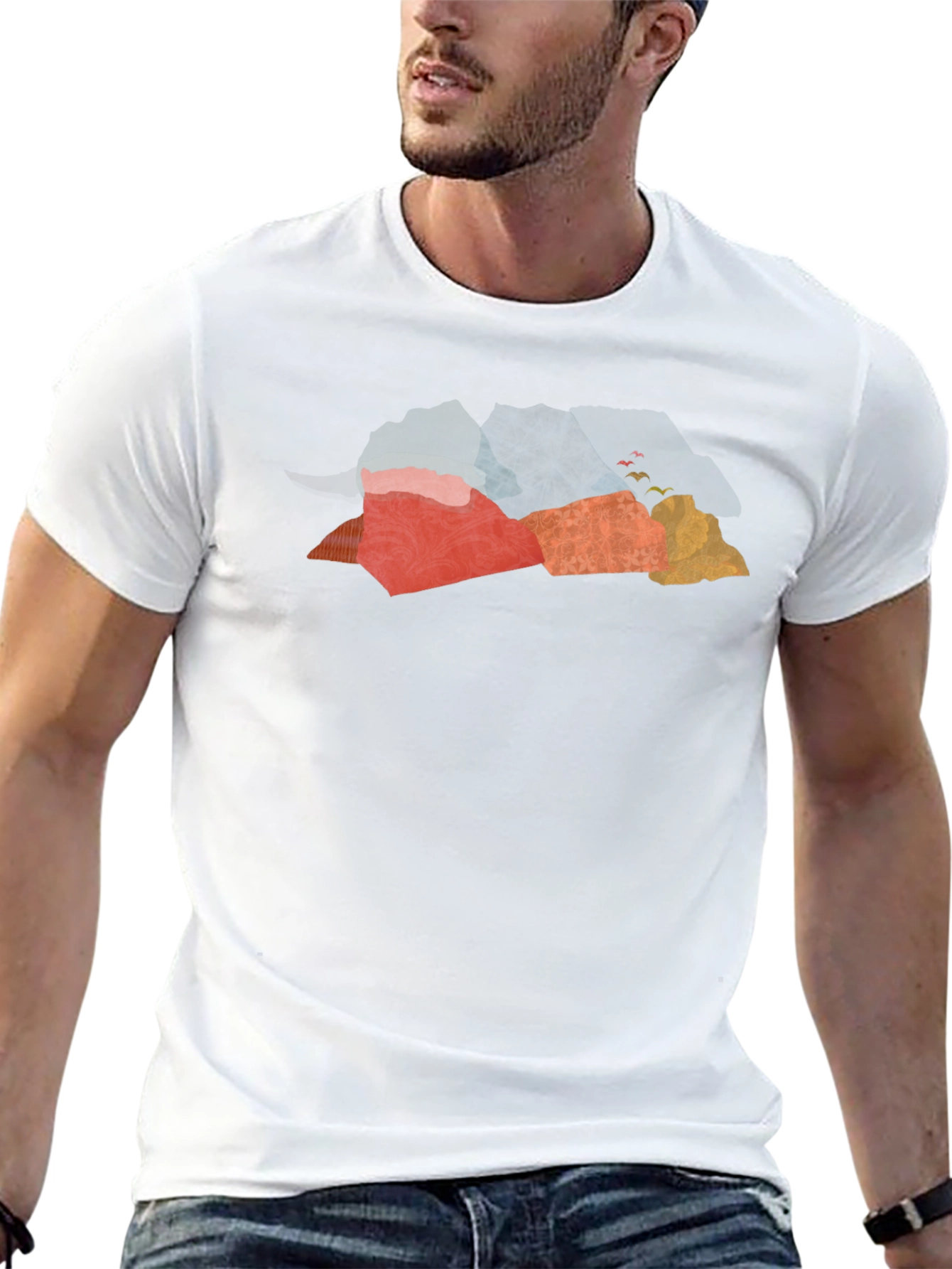 Abstract Mountain Graphic Tee - Black