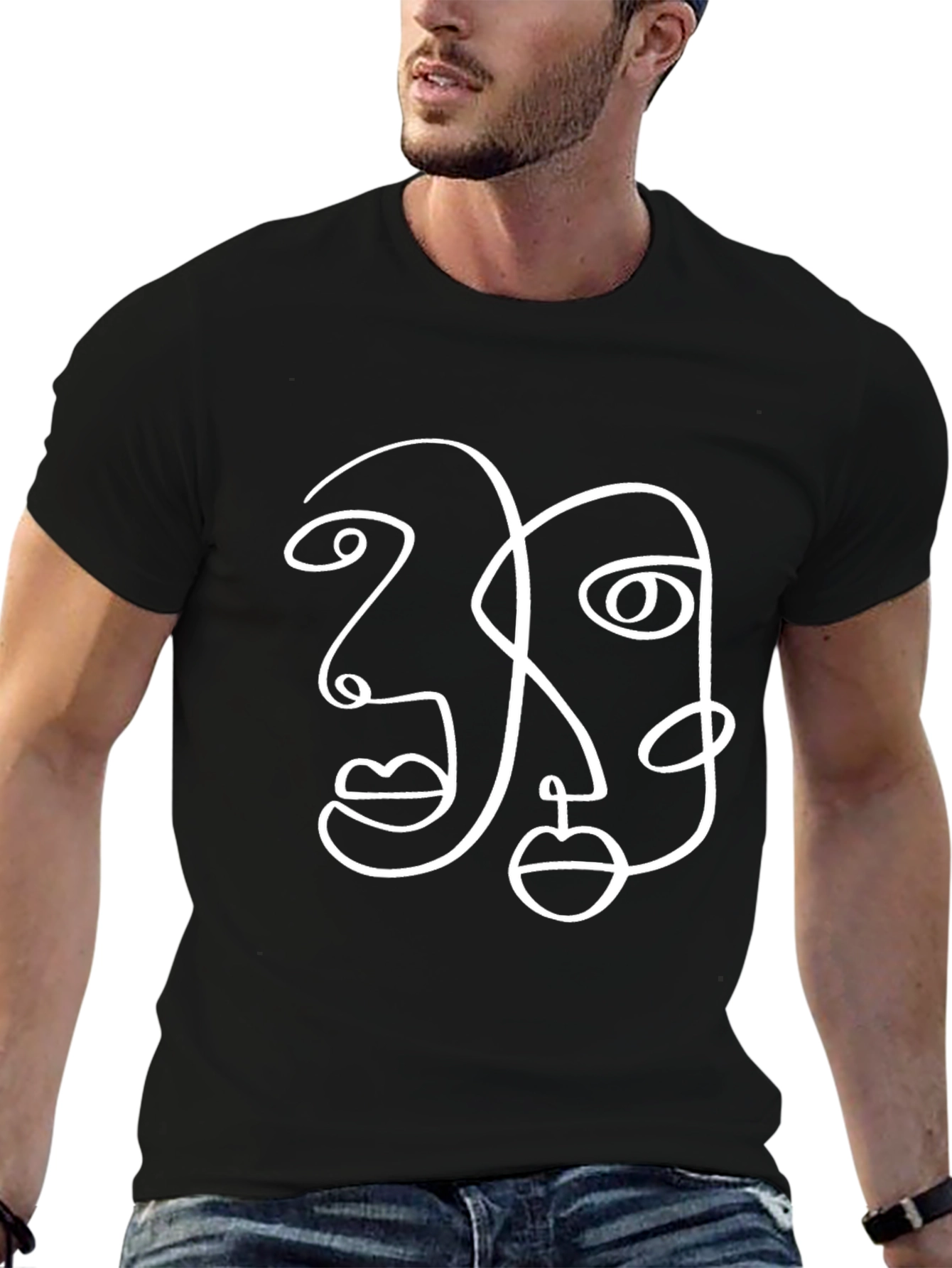 Abstract Face Line Art Graphic Tee
