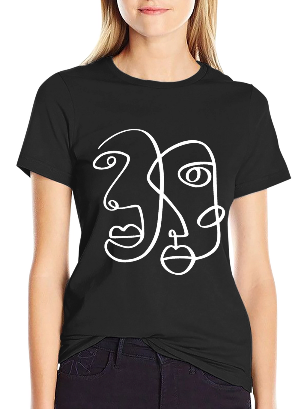 Abstract Face Line Art Graphic Tee