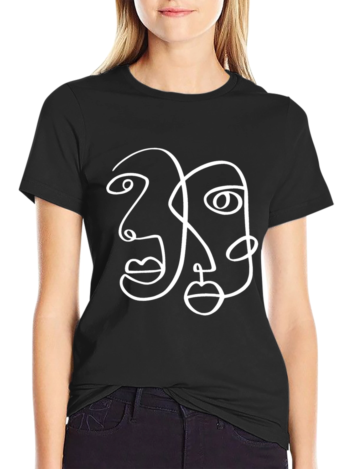 Abstract Face Line Art Graphic Tee
