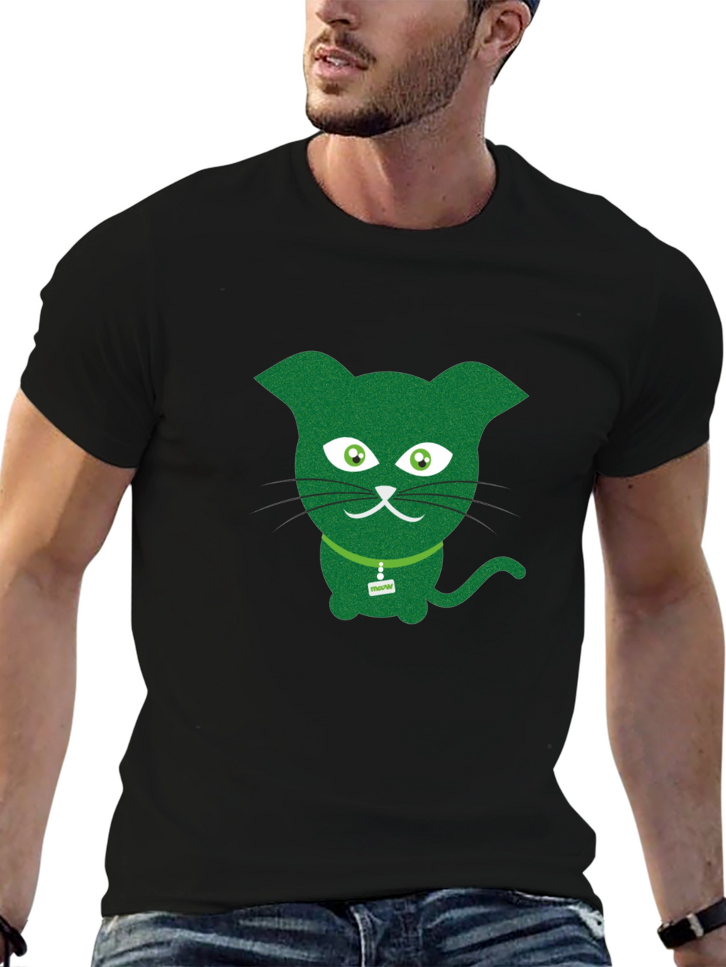 Green Cat Graphic Tee - Fun & Quirky
