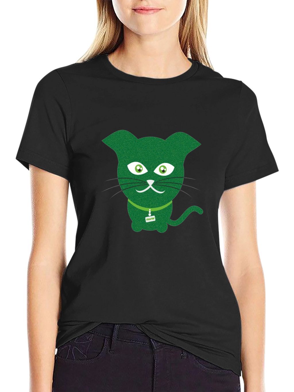 Green Cat Graphic Tee - Fun & Quirky