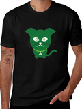 Green Cat Graphic Tee - Fun & Quirky
