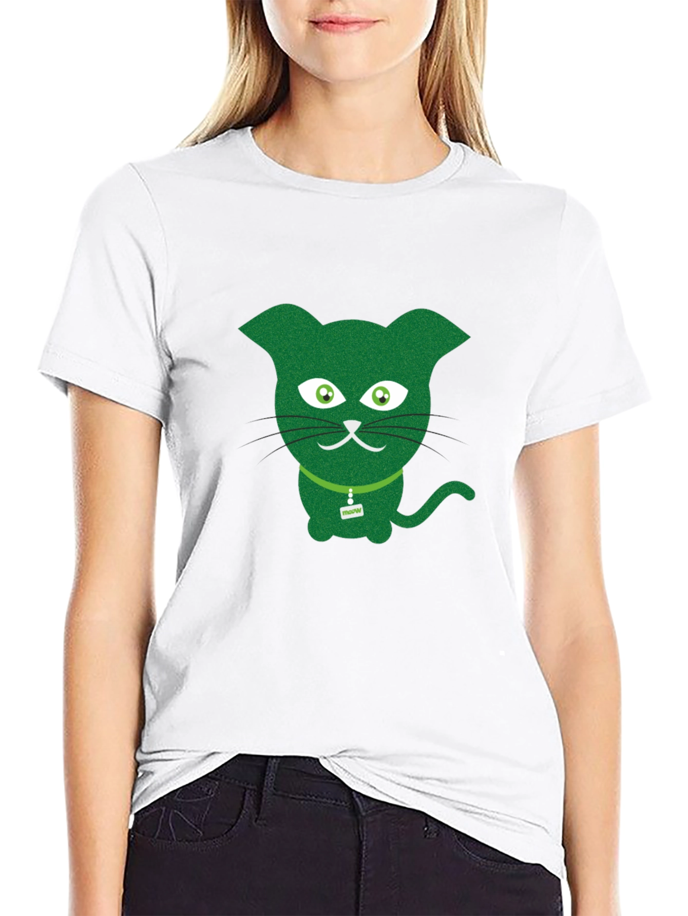 Green Cat Graphic Tee - Fun & Quirky