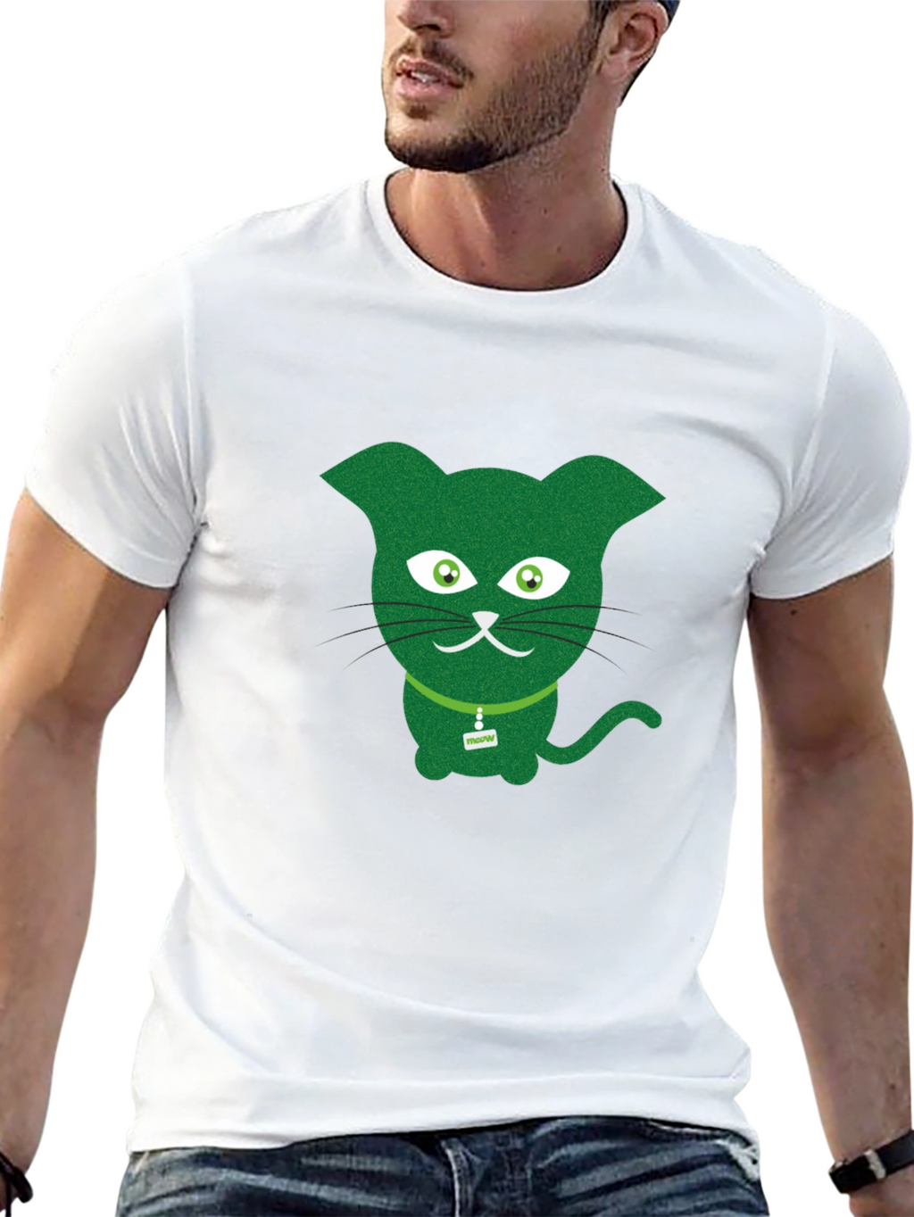Green Cat Graphic Tee - Fun & Quirky