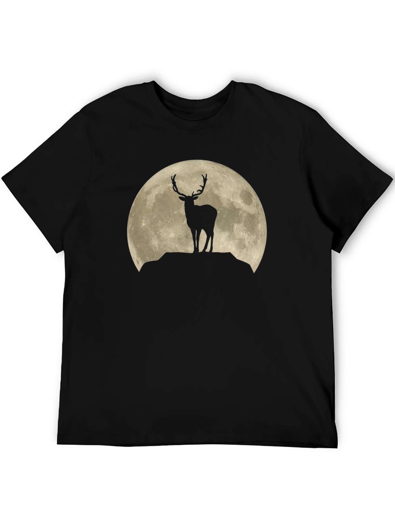 Moonlit Stag Graphic Tee - Black Crewneck