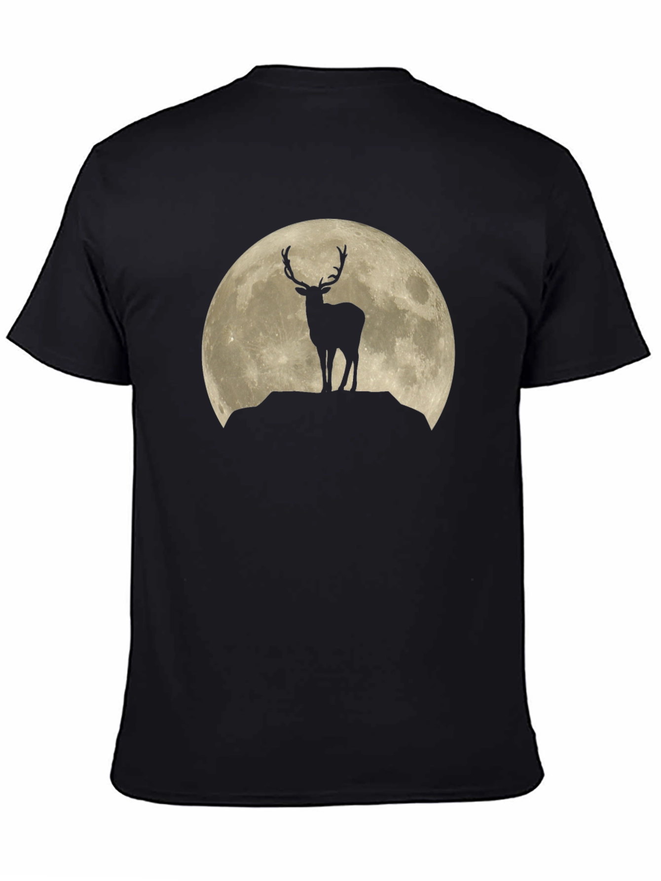 Moonlit Stag Graphic Tee - Black Crewneck