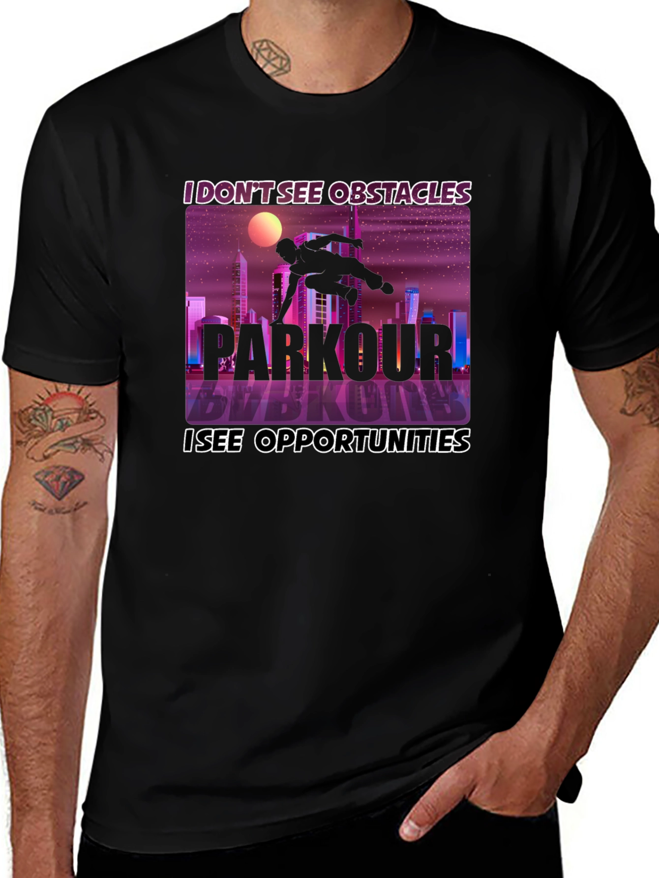 Parkour Inspiration Tee - Obstacles to Opportunities!