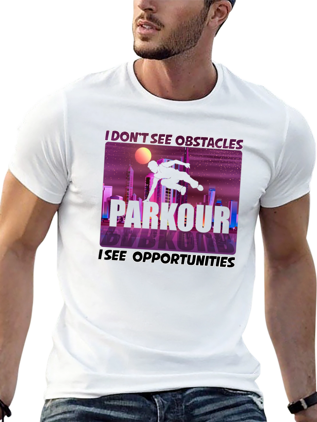 Parkour Inspiration Tee - Obstacles to Opportunities!