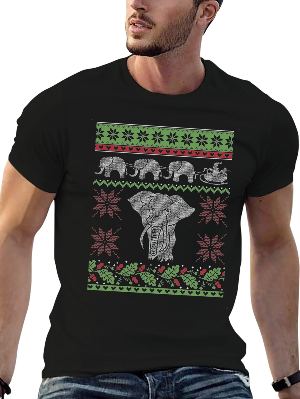 Elephant Christmas Ugly Sweater T-Shirt