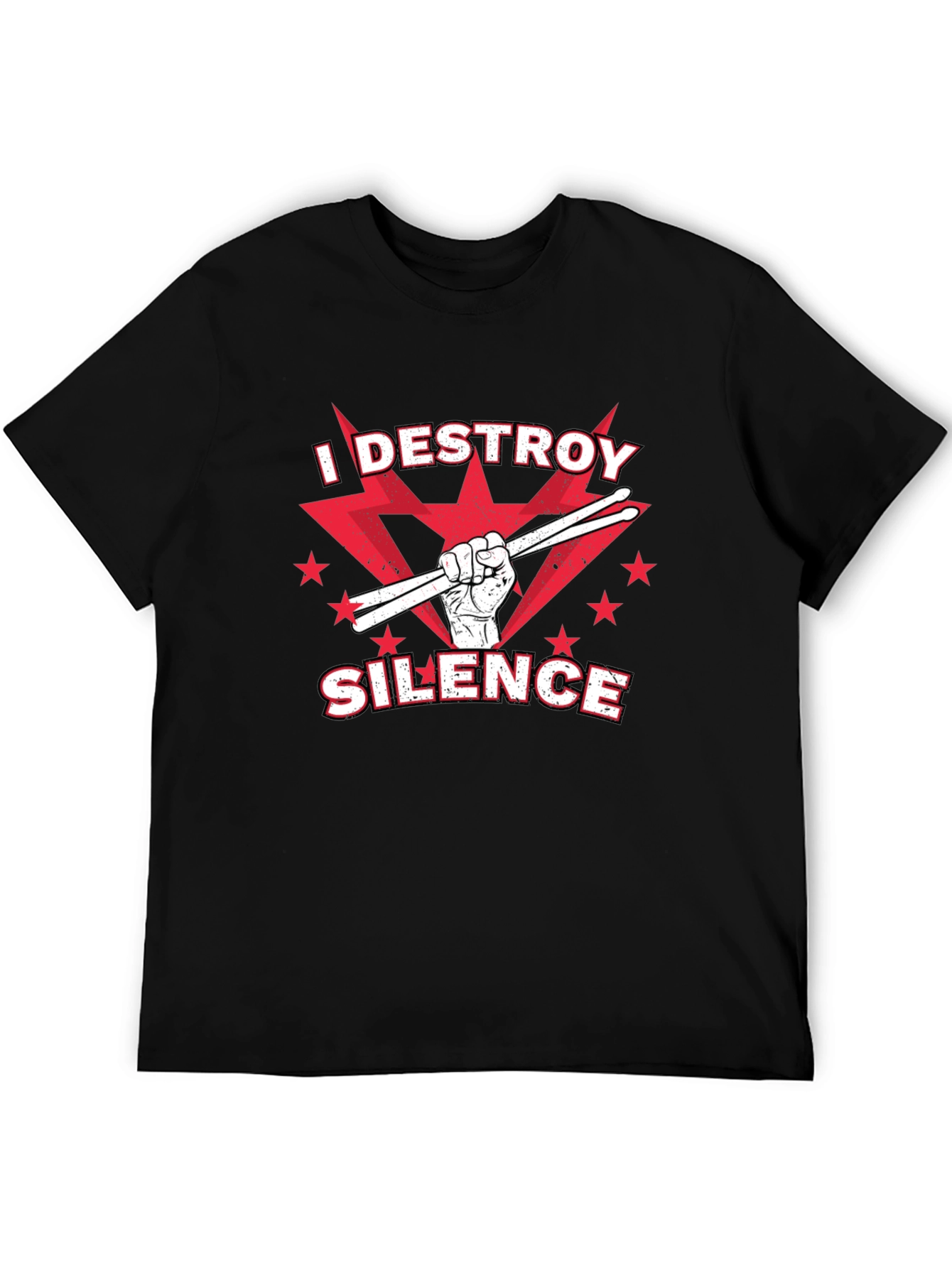 I DESTROY SILENCE T-Shirt Drummer Music Tee