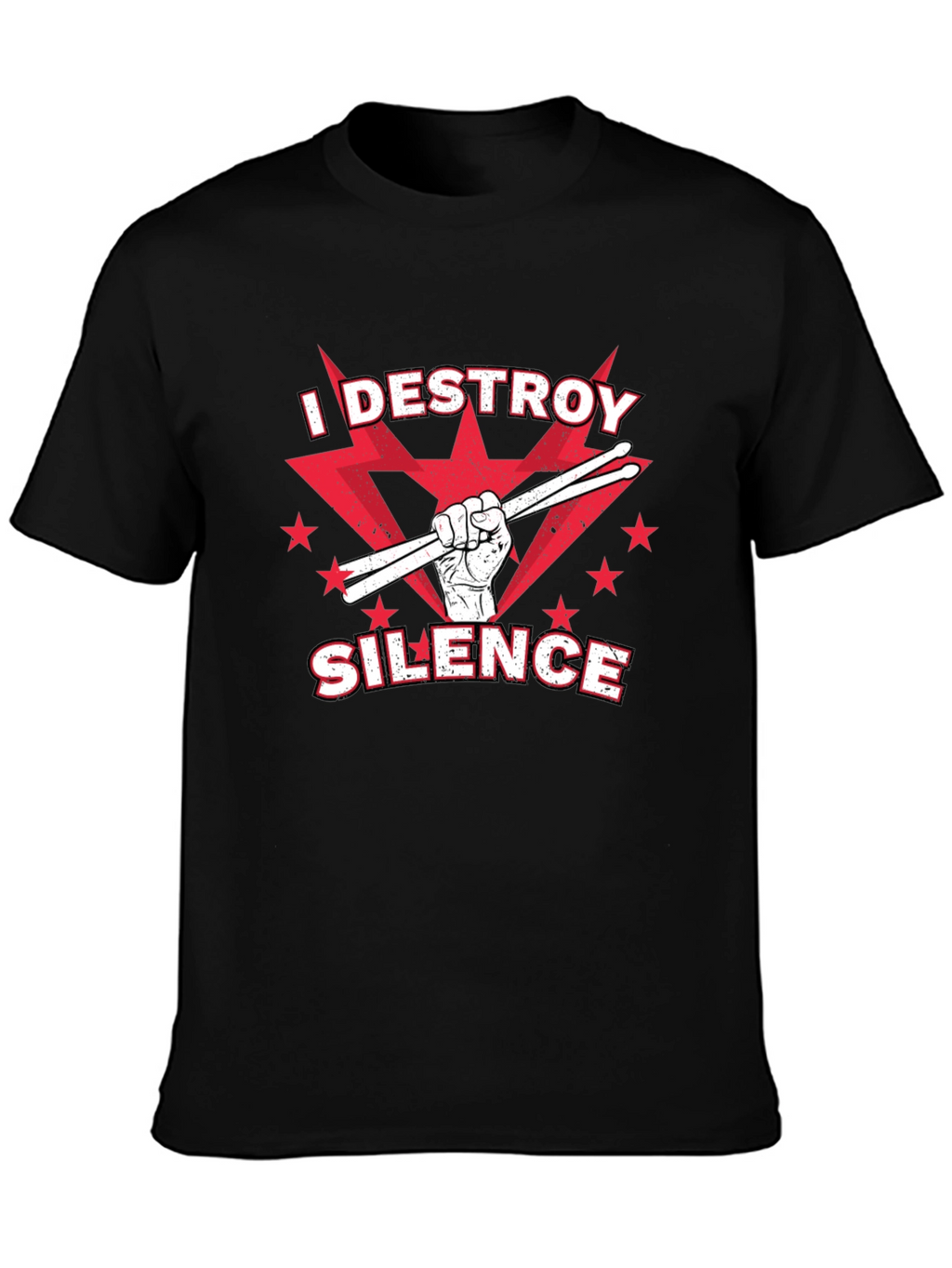 I DESTROY SILENCE T-Shirt Drummer Music Tee