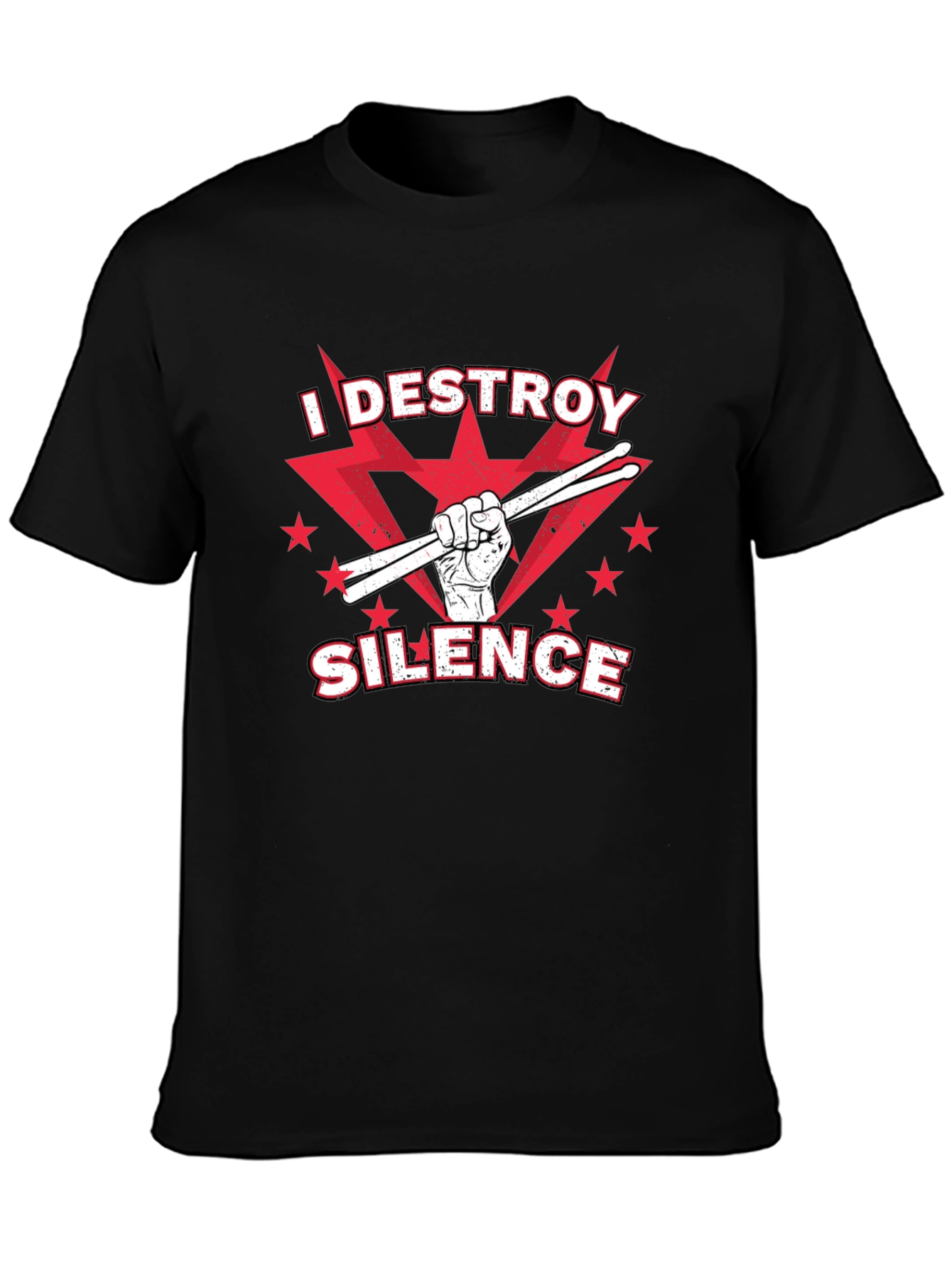 I DESTROY SILENCE T-Shirt Drummer Music Tee
