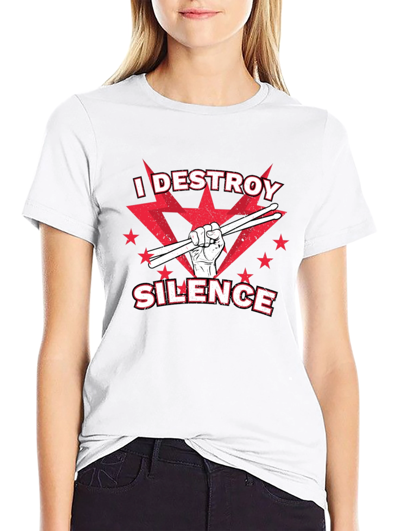 I DESTROY SILENCE T-Shirt Drummer Music Tee