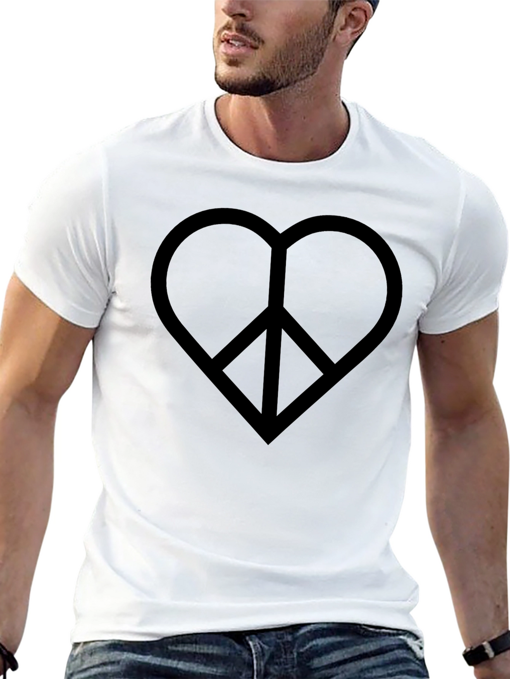 Heart Peace Sign Graphic Tee - Black
