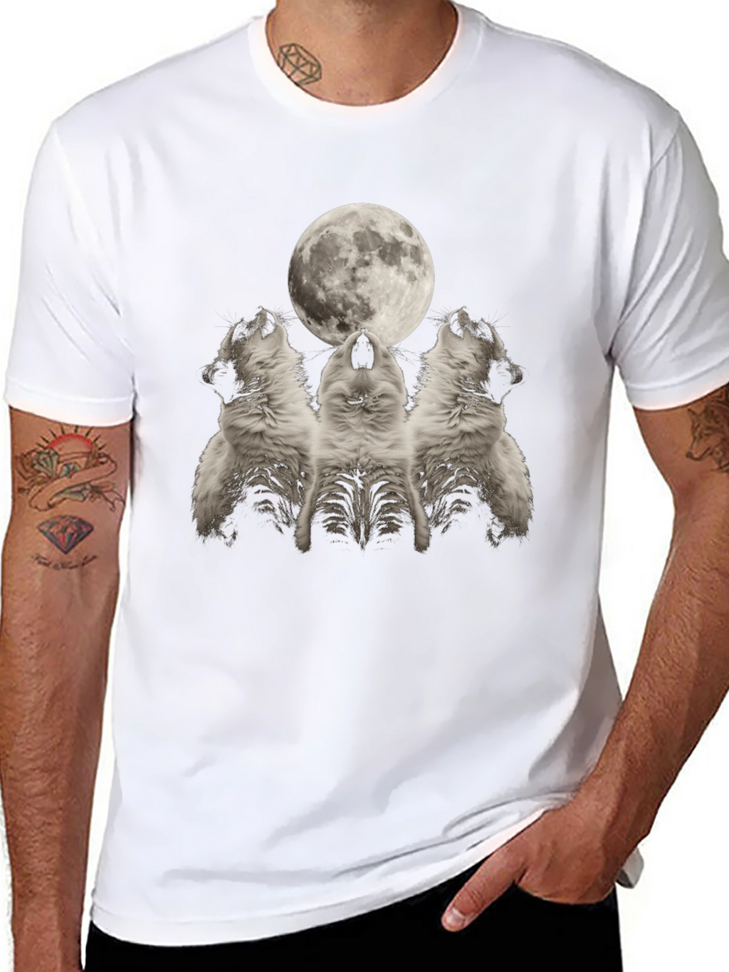 Wolf Howling at Moon Graphic Tee