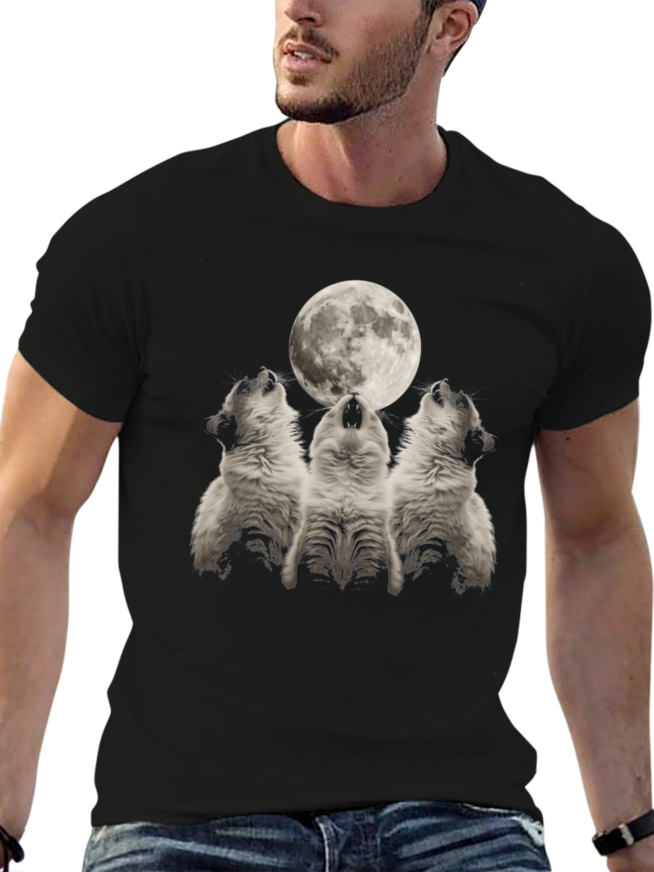 Wolf Howling at Moon Graphic Tee