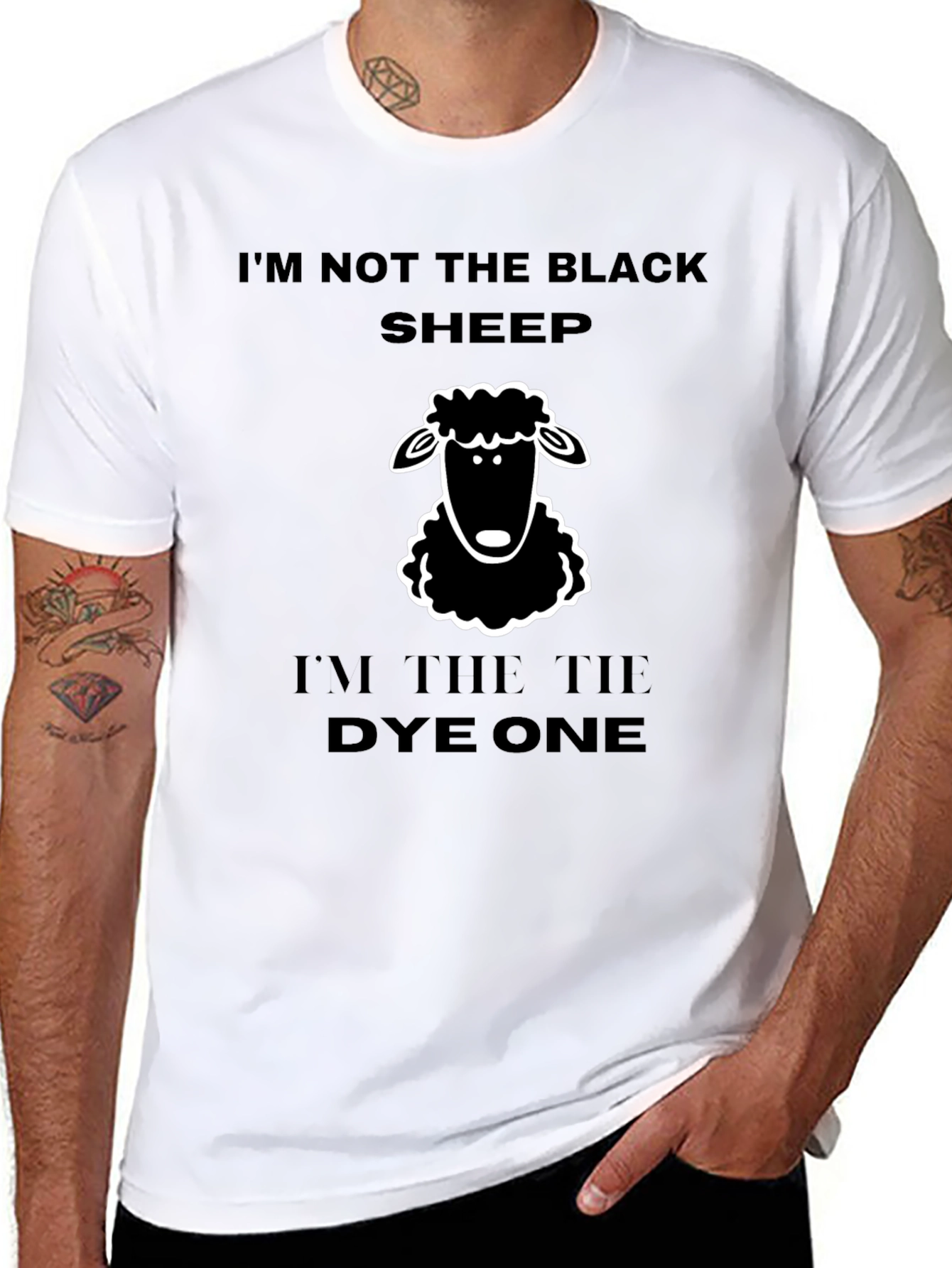 Black T-Shirt Tie Dye Sheep