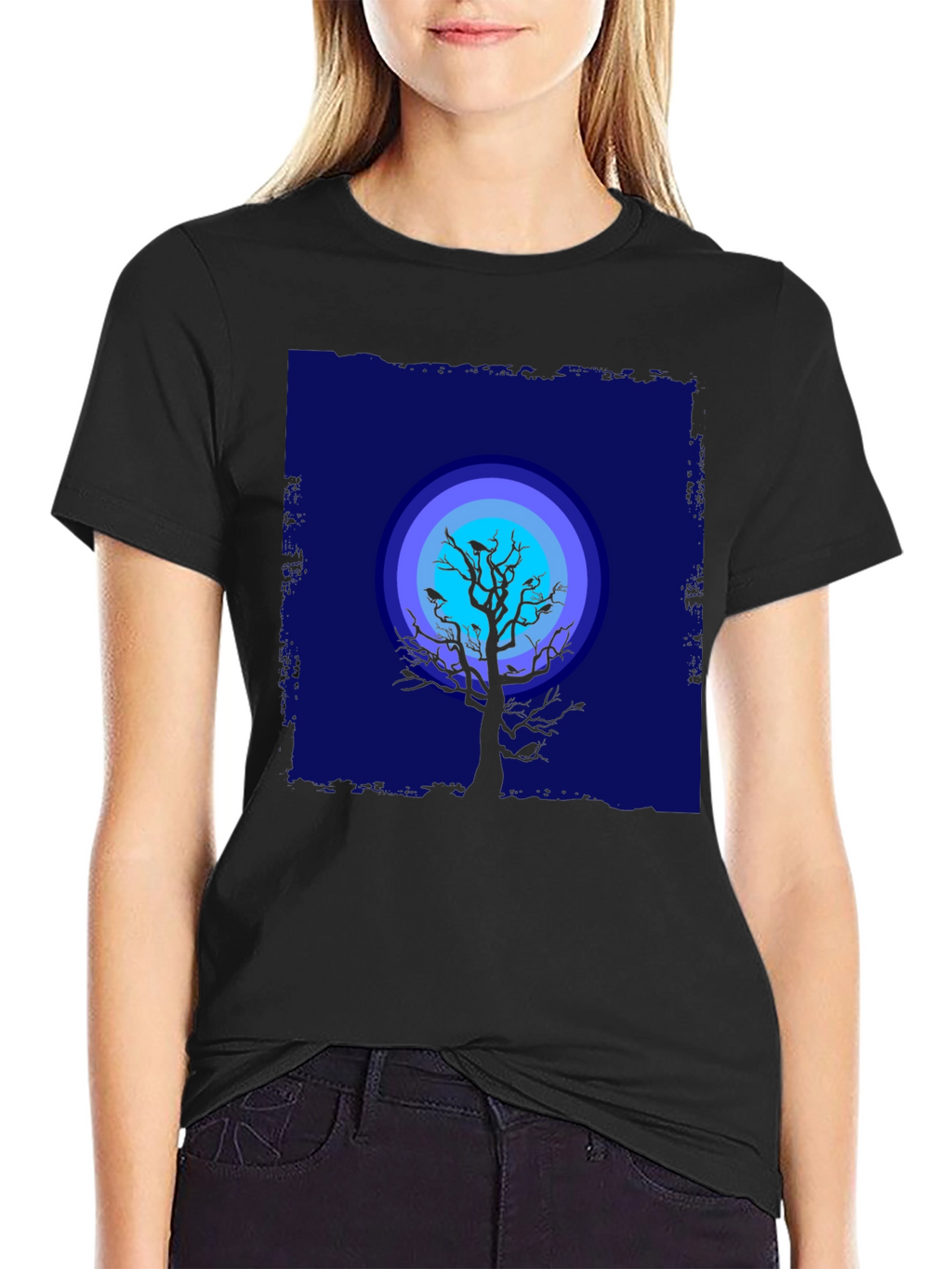 Moonlit Tree Graphic Tee - Black