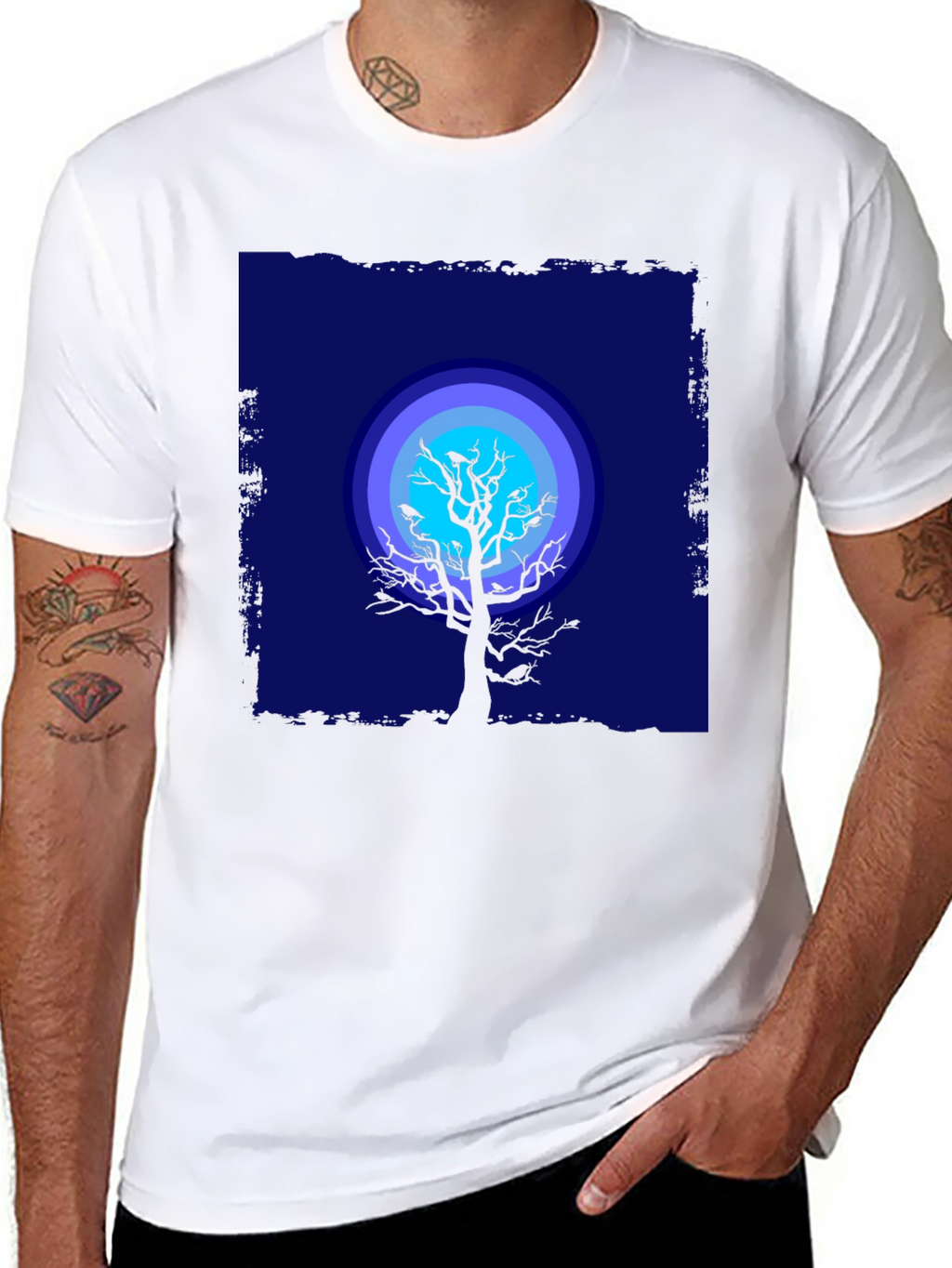 Moonlit Tree Graphic Tee - Black