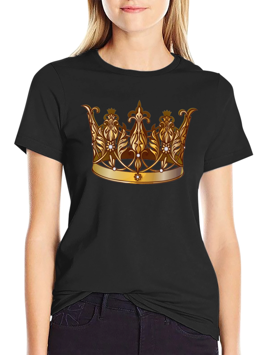 Regal Crown Graphic Tee - Stylish Black T-Shirt