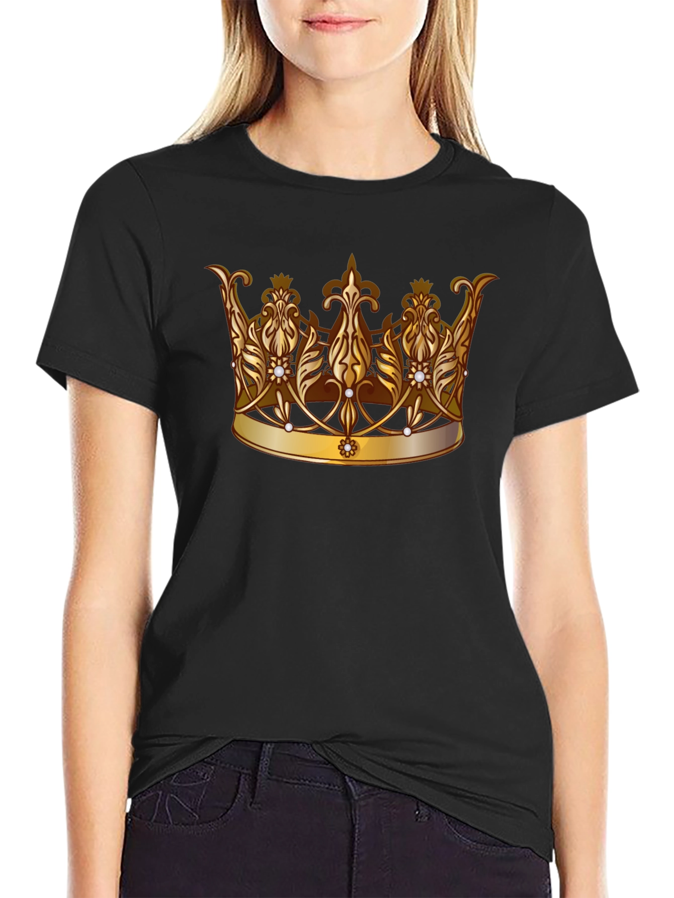 Regal Crown Graphic Tee - Stylish Black T-Shirt