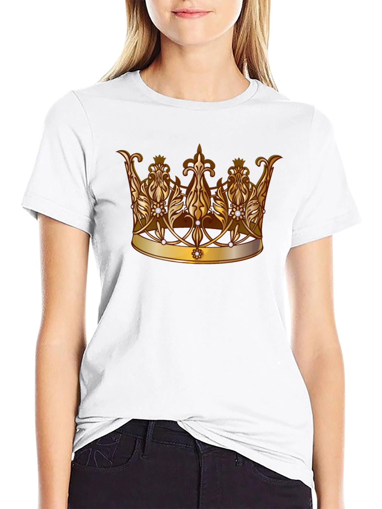 Regal Crown Graphic Tee - Stylish Black T-Shirt