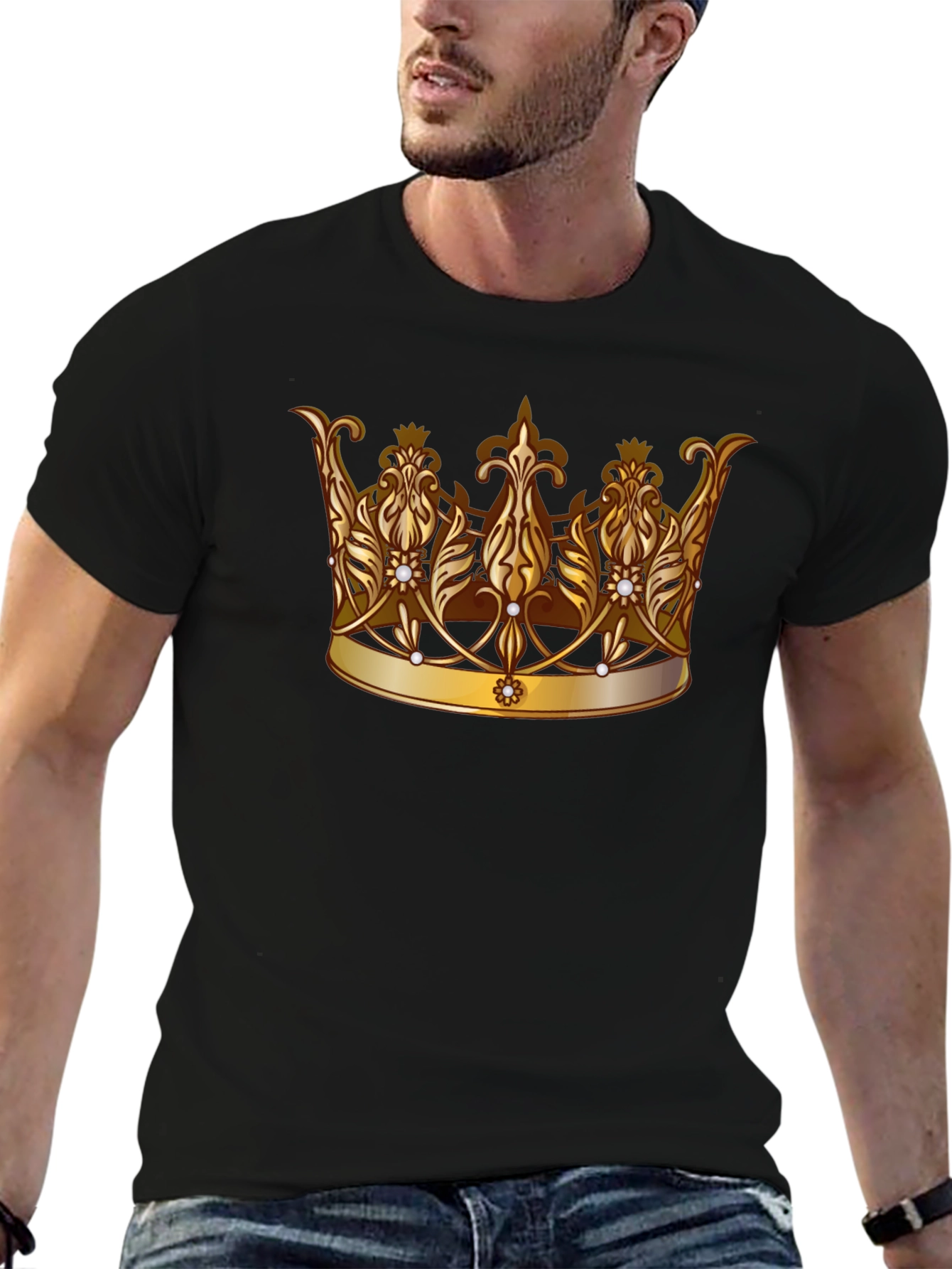 Regal Crown Graphic Tee - Stylish Black T-Shirt