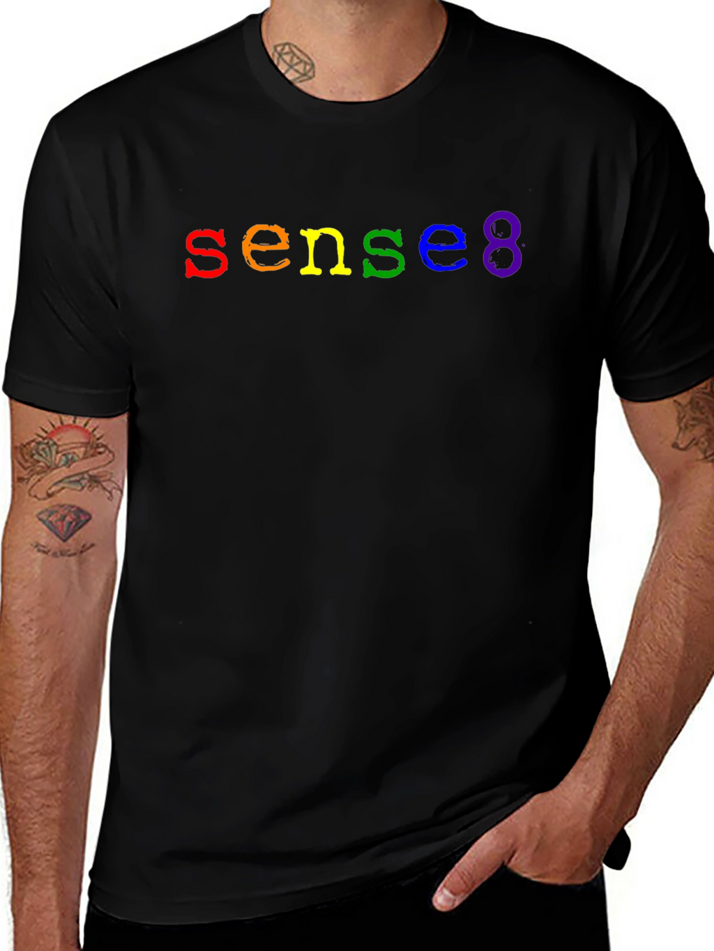 Sense8 Rainbow Logo Black T-Shirt