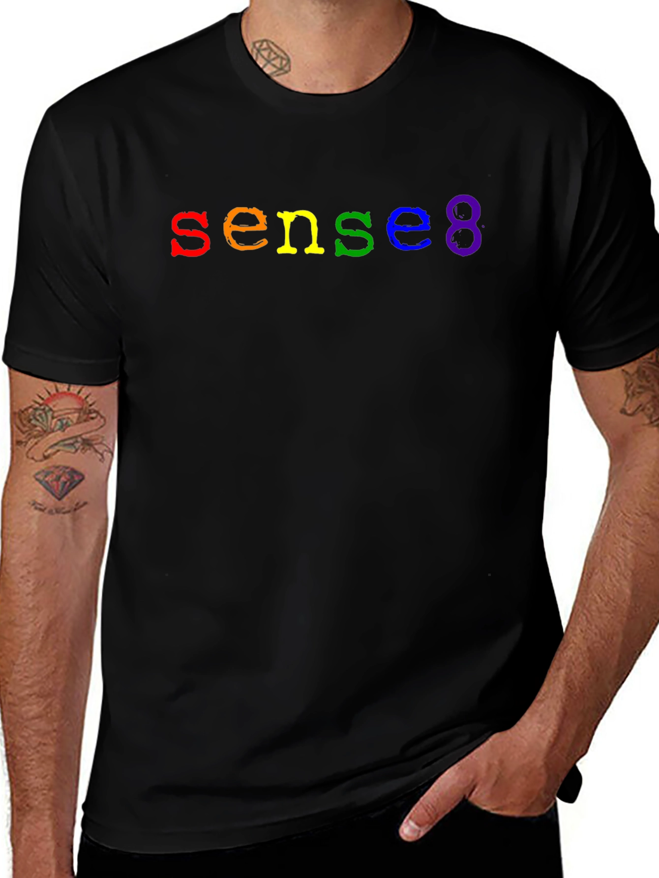 Sense8 Rainbow Logo Black T-Shirt