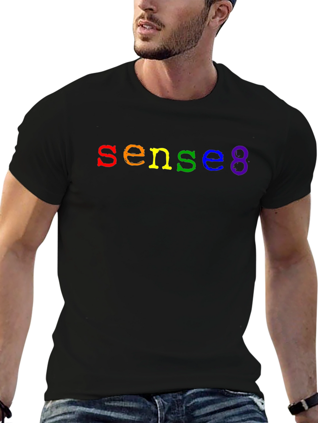 Sense8 Rainbow Logo Black T-Shirt