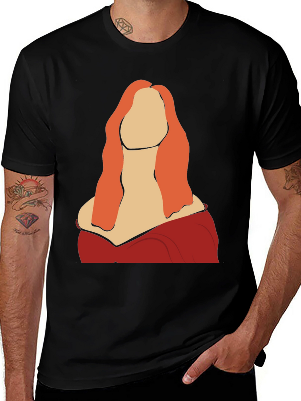 Abstract Woman Graphic Tee - Black