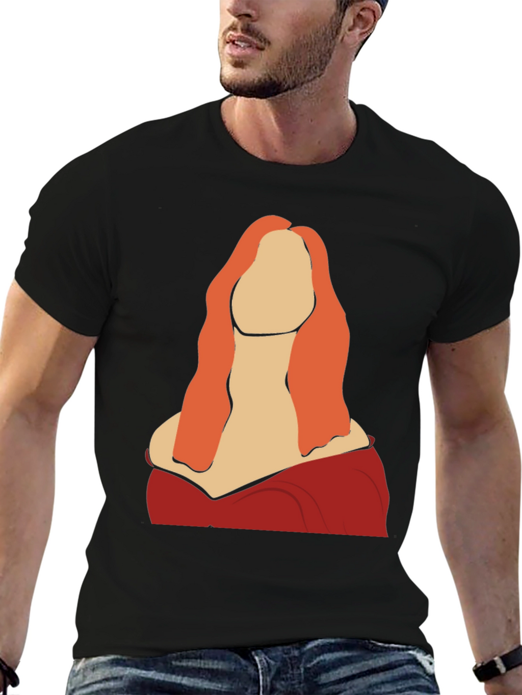 Abstract Woman Graphic Tee - Black