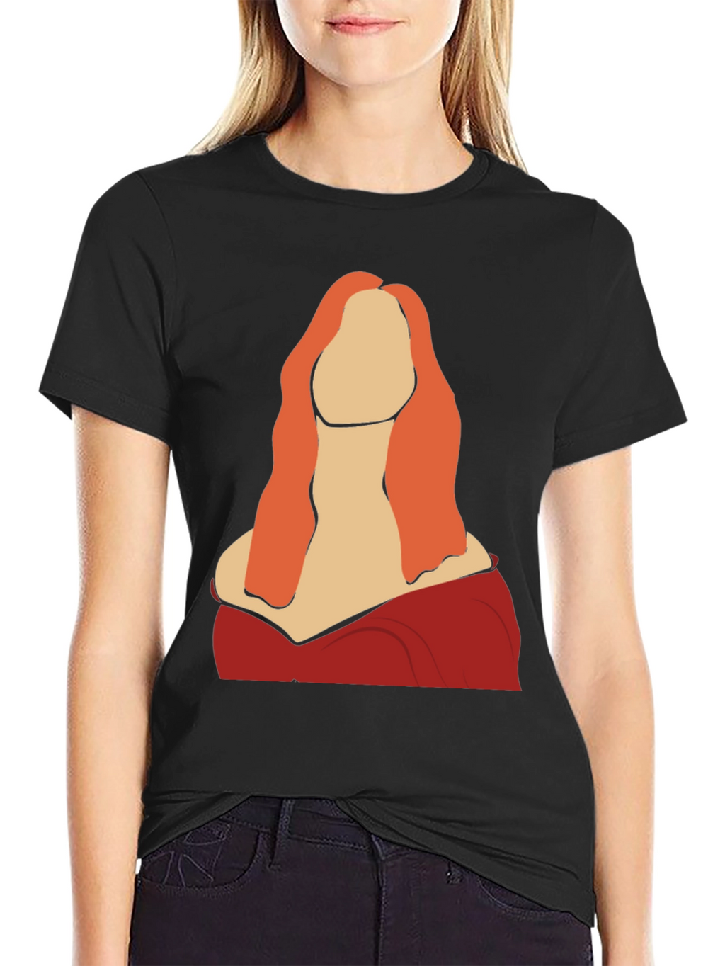 Abstract Woman Graphic Tee - Black