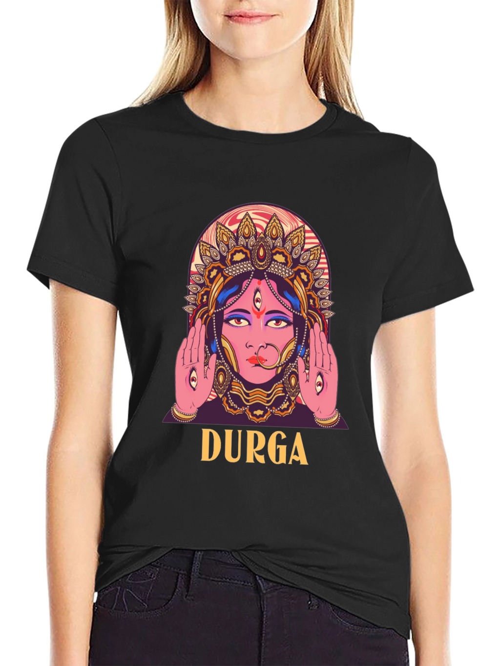 Durga Graphic Print Black T-Shirt
