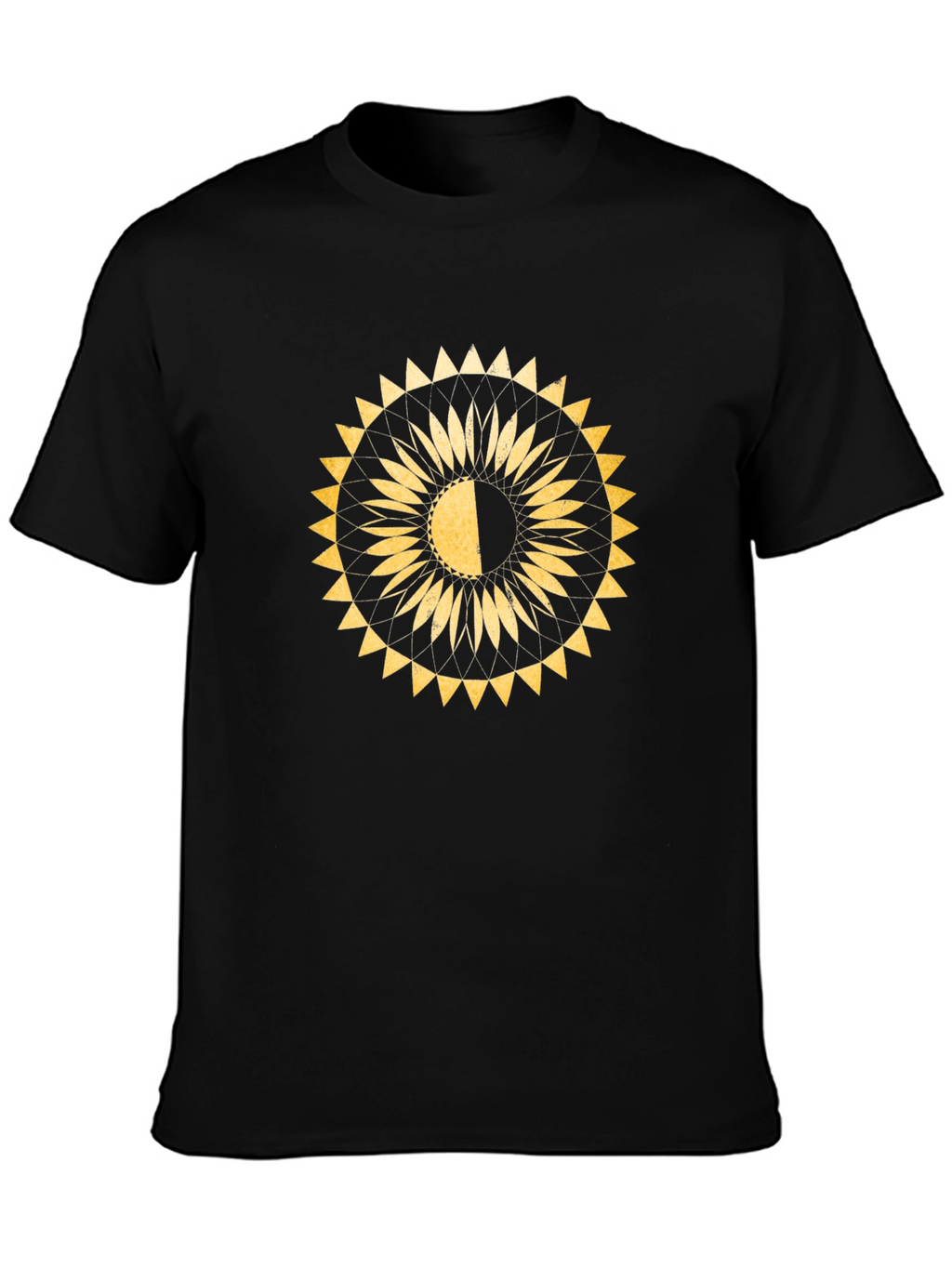 Geometric Sun T-Shirt - Black Cotton Blend
