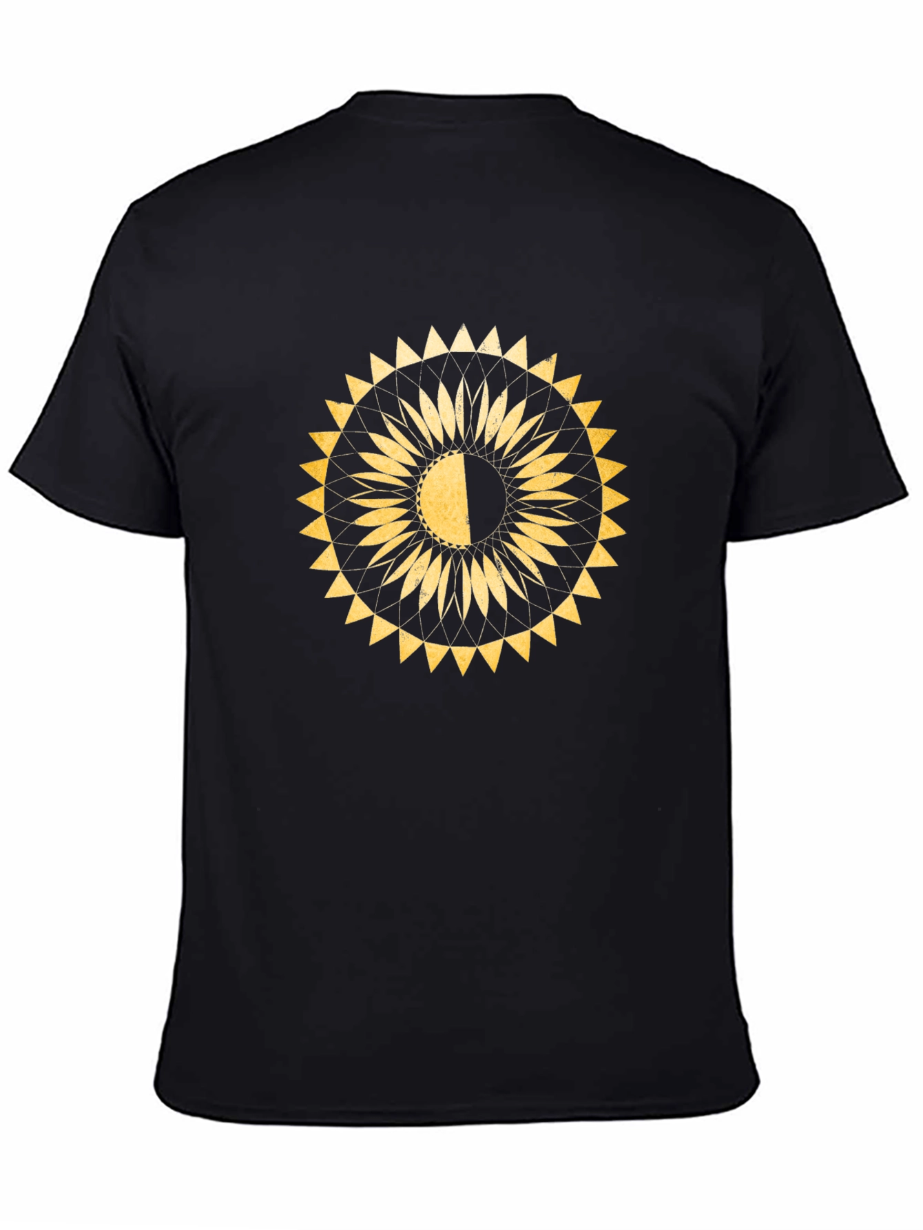 Geometric Sun T-Shirt - Black Cotton Blend