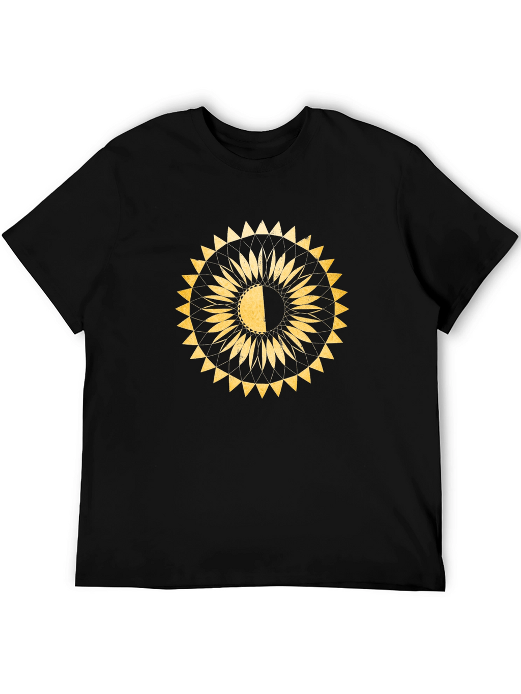 Geometric Sun T-Shirt - Black Cotton Blend