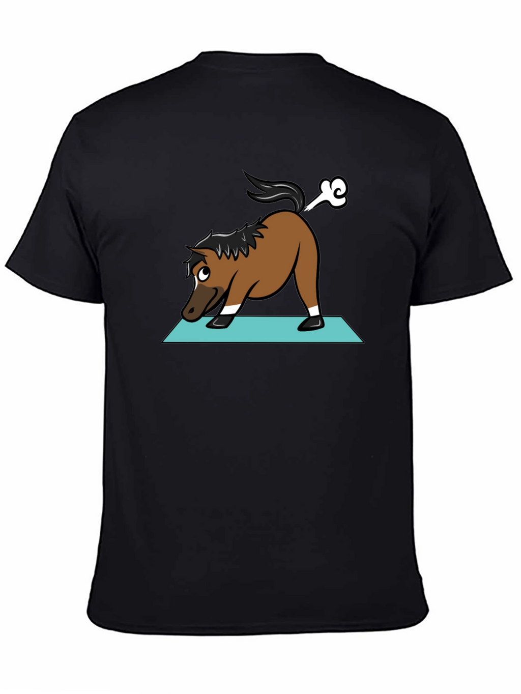 Yoga Horse Farting Funny Black T-Shirt