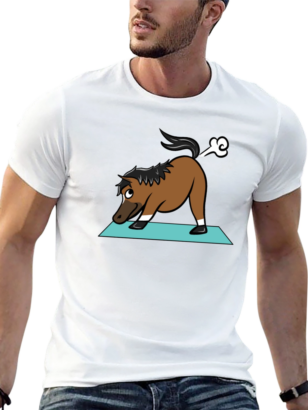 Yoga Horse Farting Funny Black T-Shirt