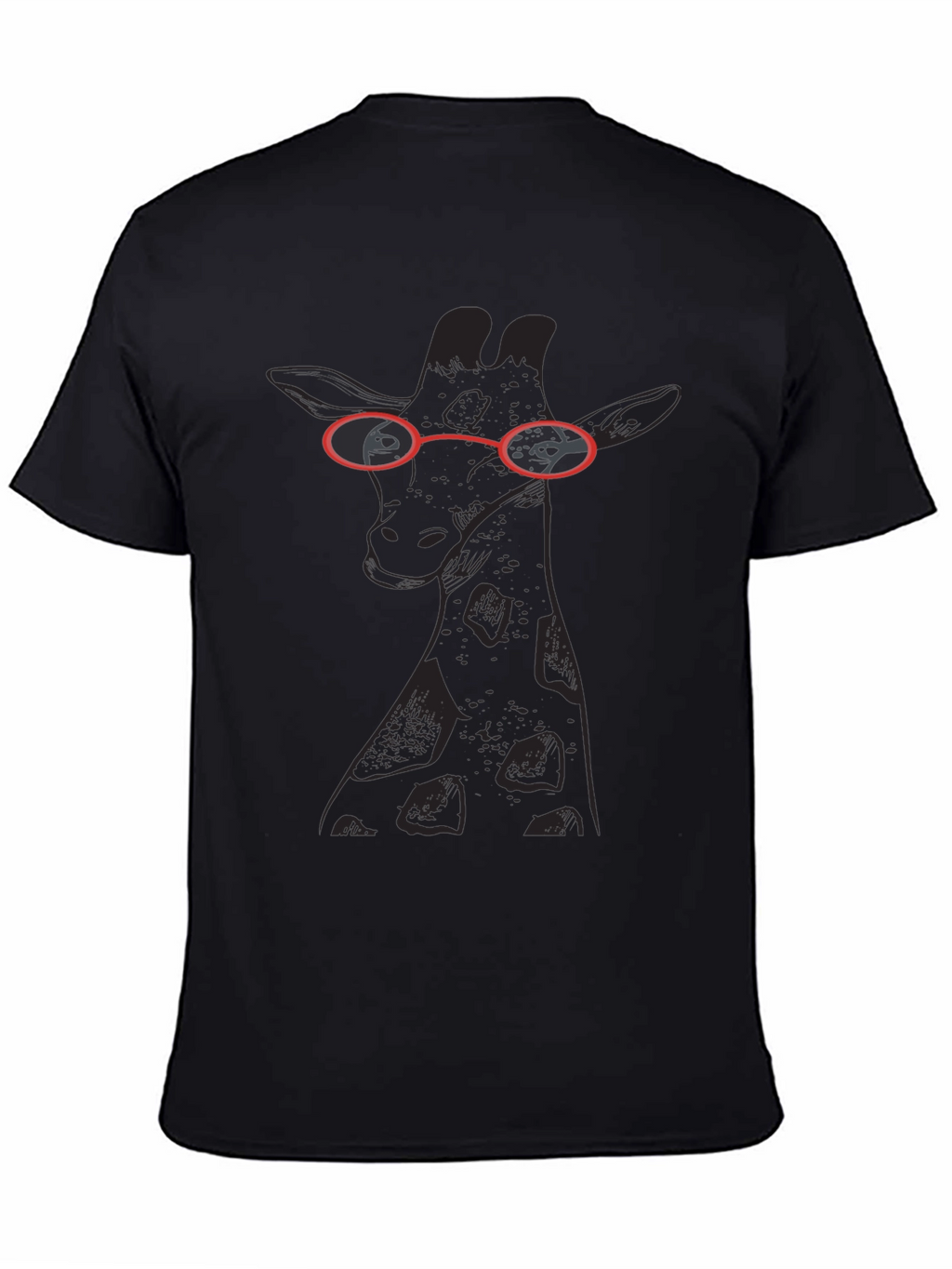 Giraffe with Glasses Black T-Shirt