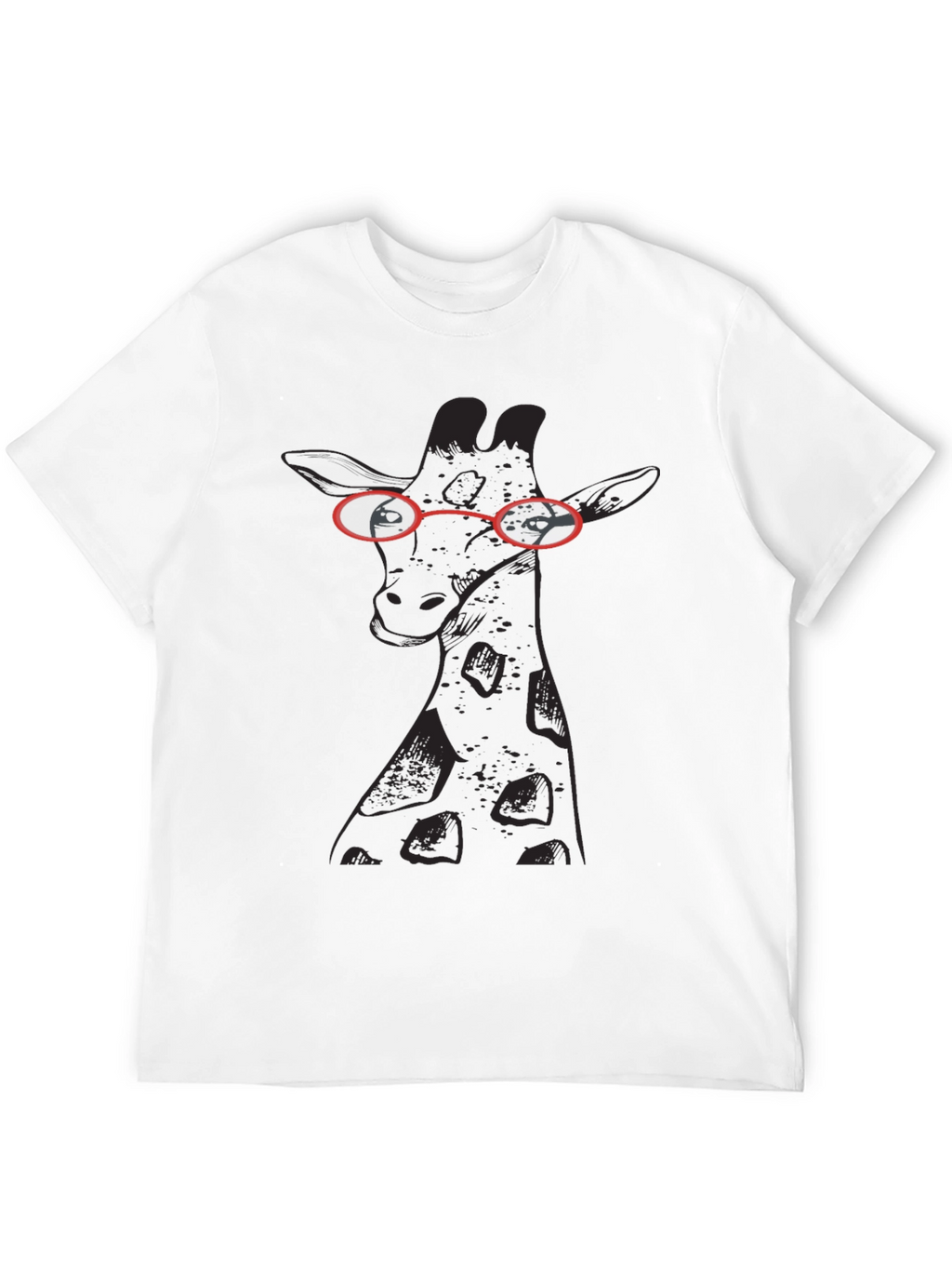 Giraffe with Glasses Black T-Shirt
