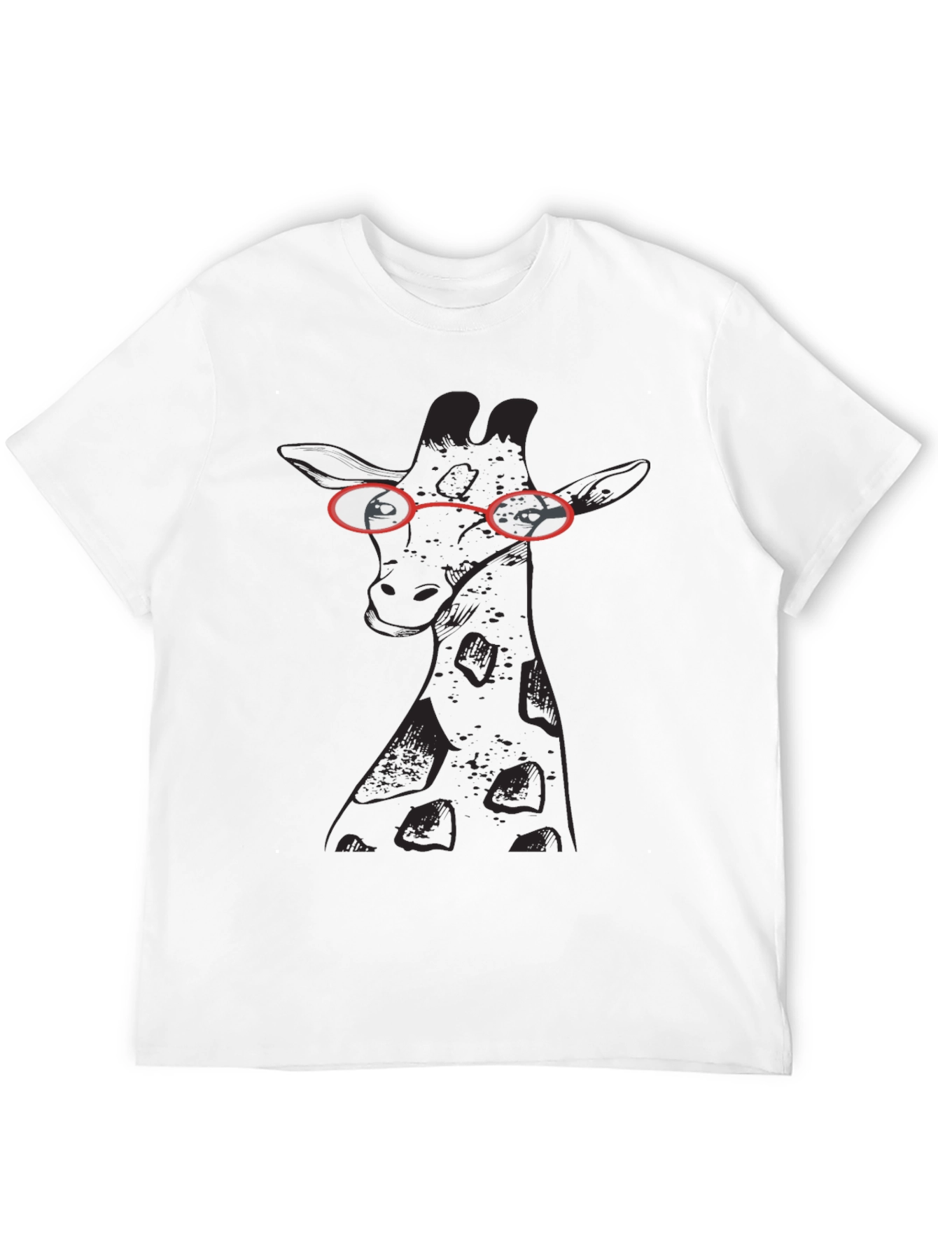 Giraffe with Glasses Black T-Shirt