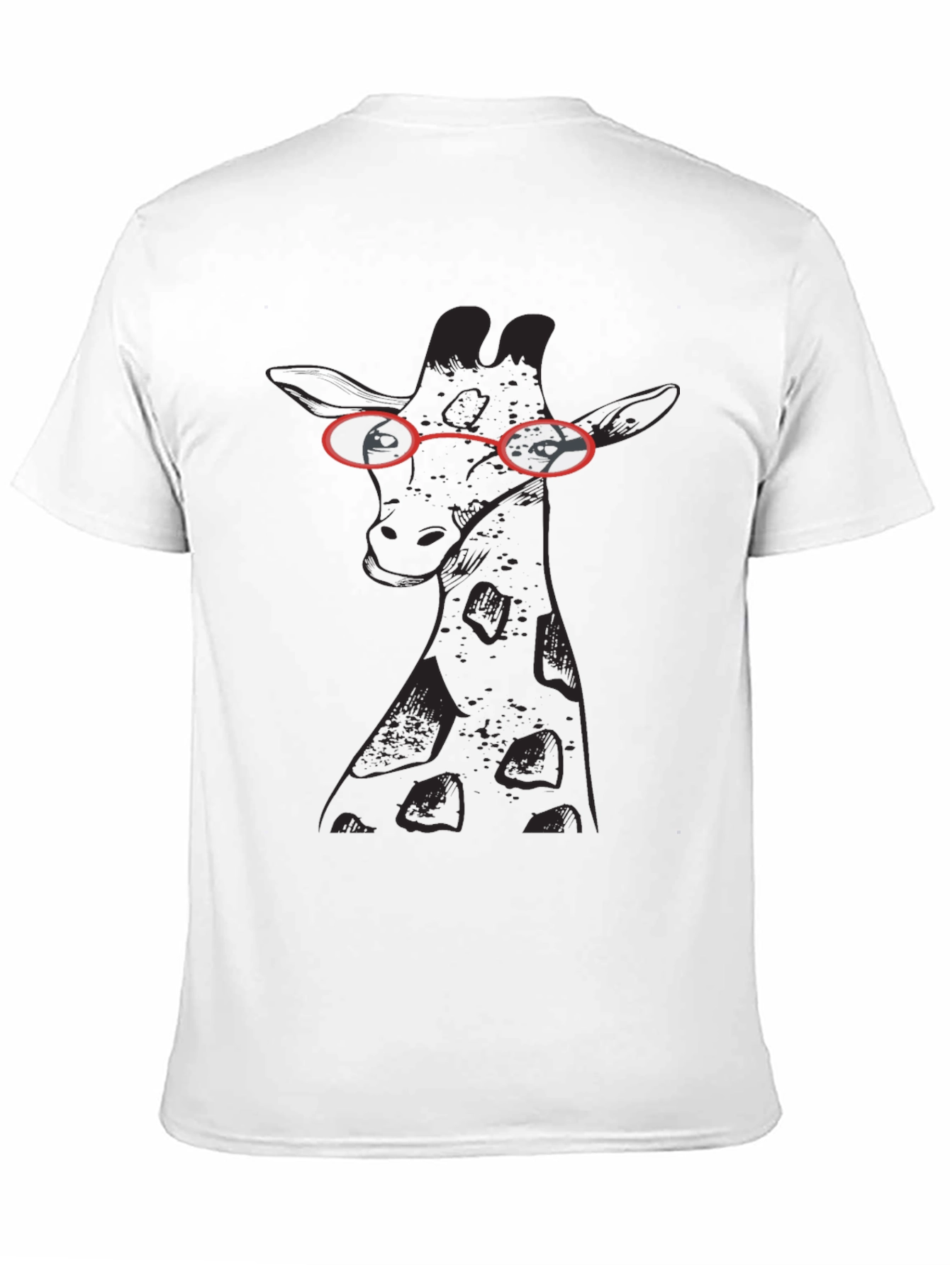 Giraffe with Glasses Black T-Shirt