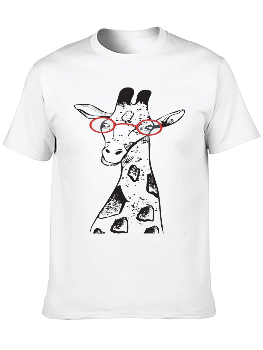 Giraffe with Glasses Black T-Shirt