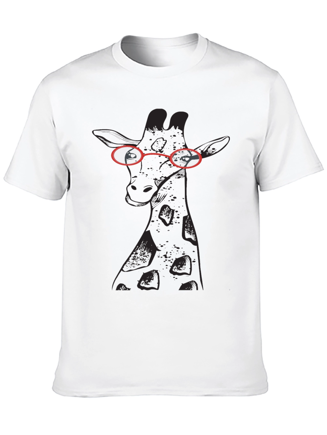 Giraffe with Glasses Black T-Shirt