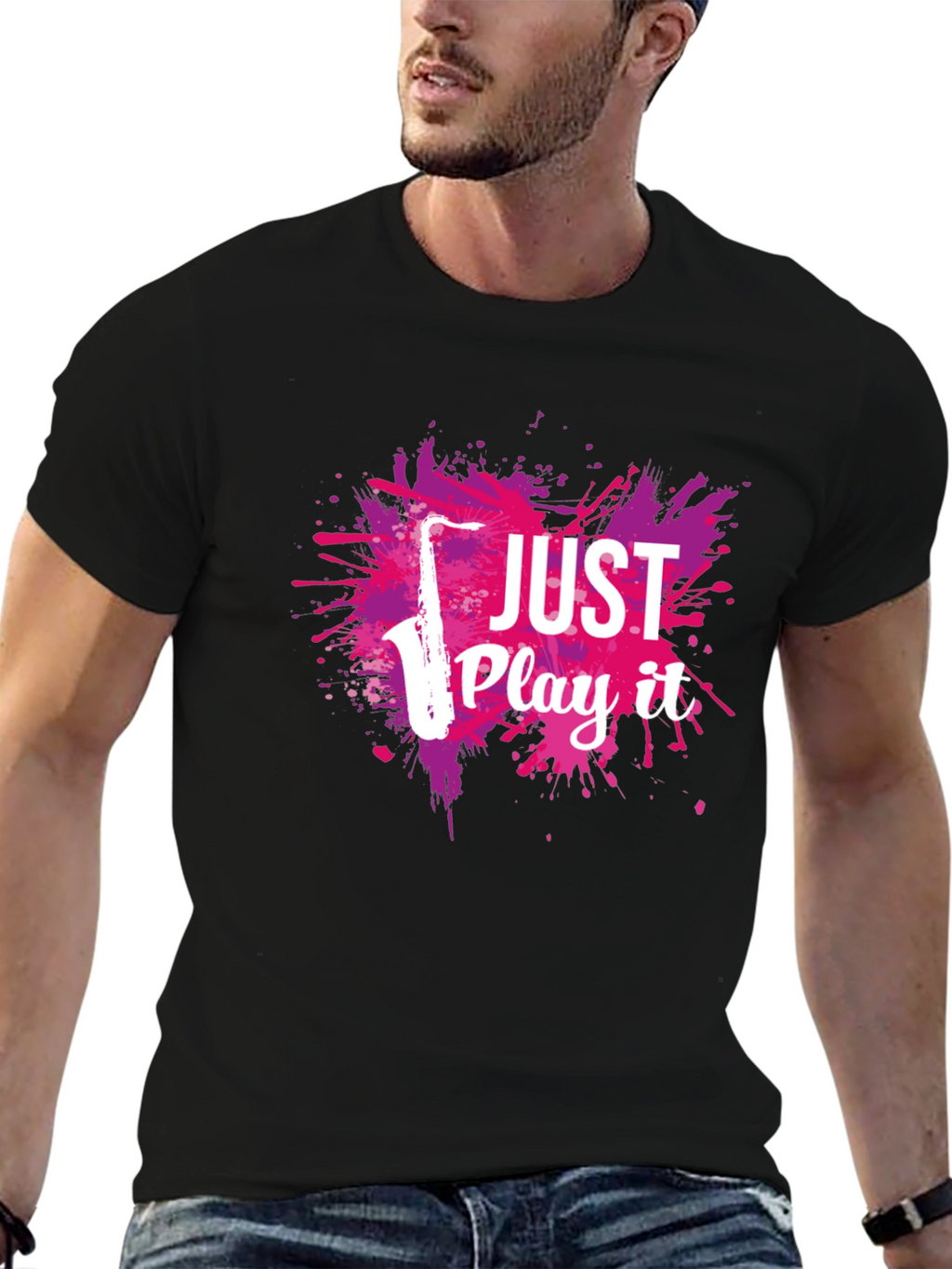 Just Play It Saxophone Graphic T-Shirt