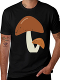 Mushroom Graphic Tee - Nature Lovers Black T-Shirt