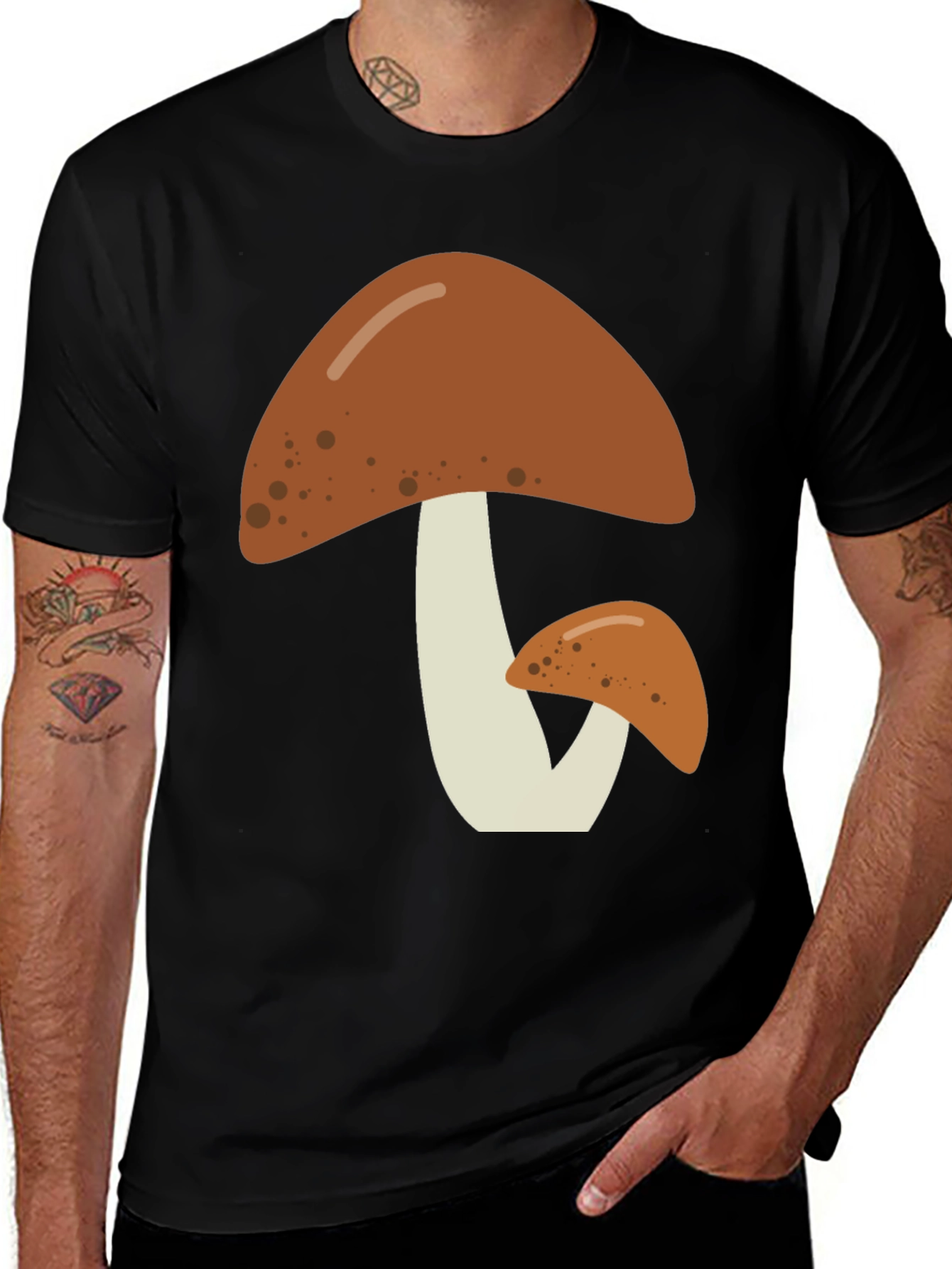 Mushroom Graphic Tee - Nature Lovers Black T-Shirt